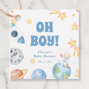Outer Space Oh Boy Baby Shower Thank You Favour Tags