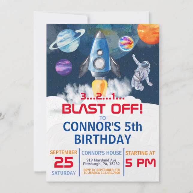 Outer space Party Astronaut Birthday  Invitation (Front)