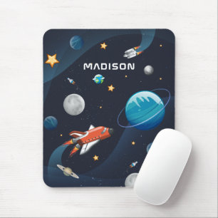 Outer Space Pattern Galaxy Rocket Shuttle Mouse Mat