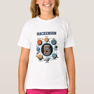 Outer space personalised name 5th Birthday party T-Shirt