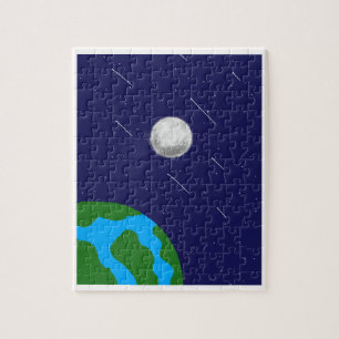 Outer space Planet and Moon acrylic puzzle