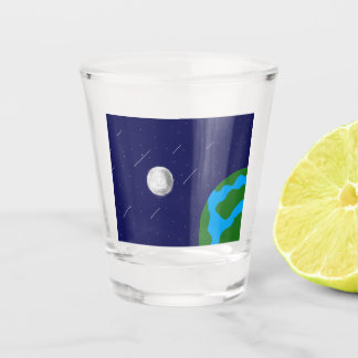 Outer space Planet and Moon acrylic puzzle Shot Glass