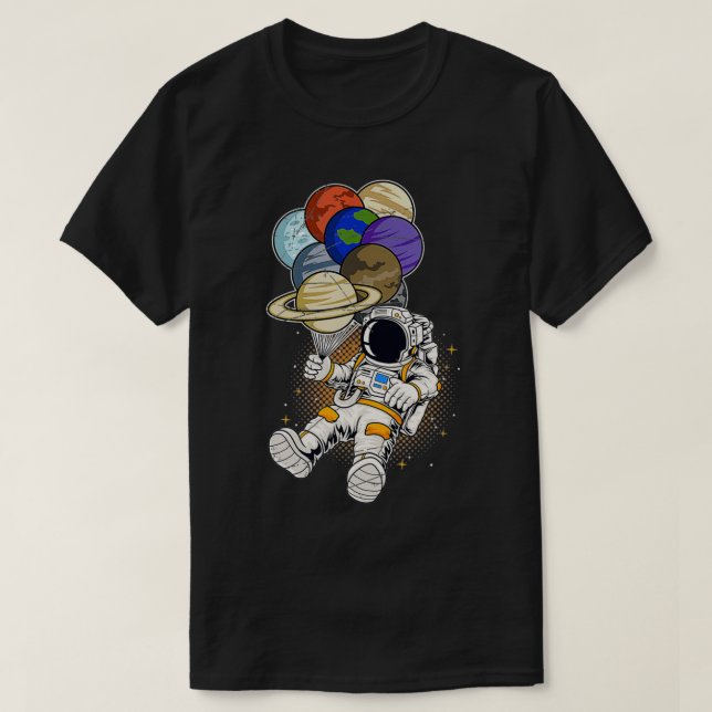 Outer Space Planet Balloon Cosmonaut Science Gift  T-Shirt (Design Front)