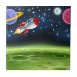 Outer Space Planet Cartoon Background Tile