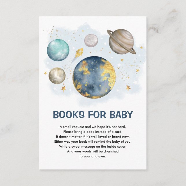 Outer Space Planet Galaxy Moon Star Books for Baby Enclosure Card (Front)
