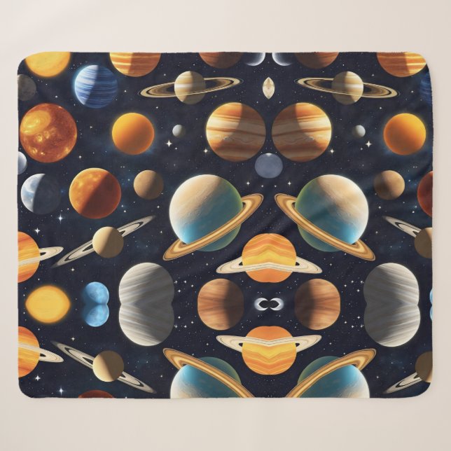 Outer Space Planets 2 Sherpa Blanket (Front (Horizontal))