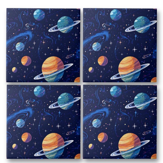 Outer Space Planets and Stars Galaxy Pattern Tile (Creator Uploaded)