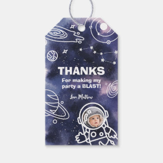 Outer Space Planets Astronaut 1st Birthday Boy Gift Tags