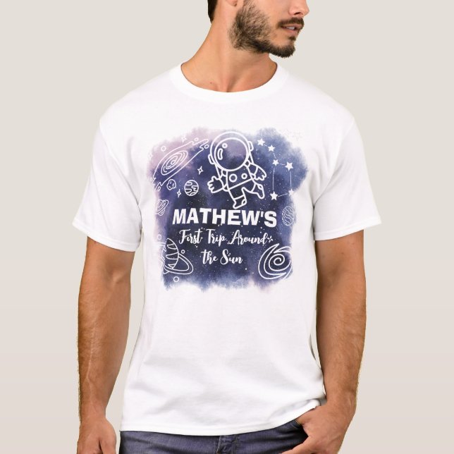 Outer Space Planets Astronaut Birthday Family Dad T-Shirt (Front)