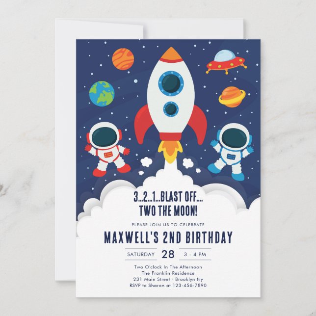 Outer Space Planets Astronaut Boy Birthday Invitation (Front)