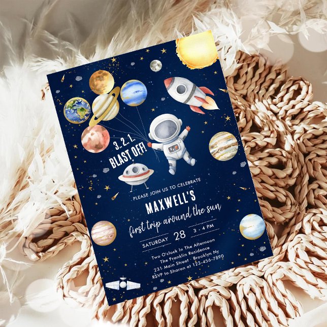 Outer Space Planets Astronaut Boy Birthday Invitation (Creator Uploaded)