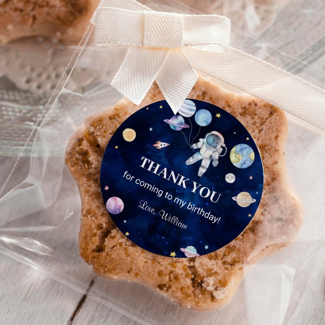 Outer Space Planets Birthday Party Classic Round S Classic Round Sticker (Creator Uploaded)