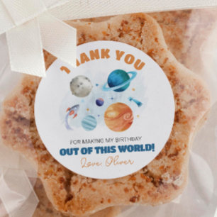Outer Space Planets Birthday Party Classic Round Sticker