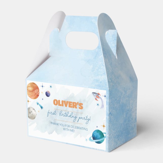 Outer Space Planets Birthday Party Favour Box (Front Side)