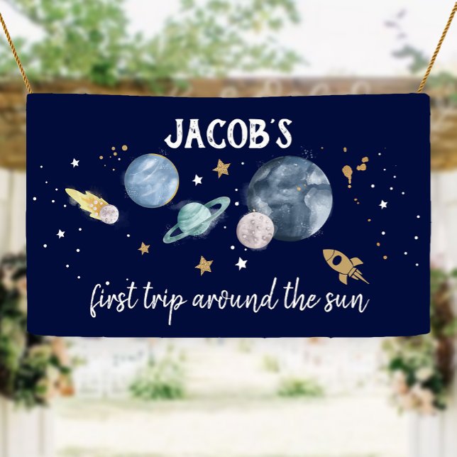 Outer Space Planets Boy First Birthday Backdrop Ba Banner (Creator Uploaded)