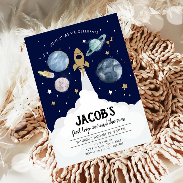 Outer Space Planets Boy First Birthday Invitation (Creator Uploaded)