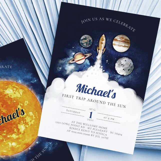 Outer Space Planets Boy First Birthday Invitation (Creator Uploaded)
