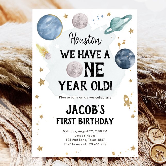 Outer Space Planets Boy First Birthday Invitation (Creator Uploaded)