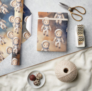 Outer Space Planets Boy First Birthday Wrapping Wrapping Paper