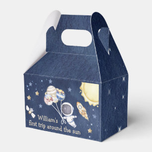 Outer Space Planets Boy Galaxy First Trip Birthday Favour Box