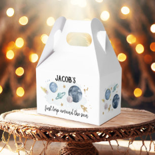 Outer Space Planets Boy Galaxy First Trip Birthday Favour Box
