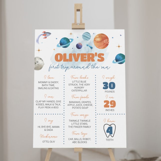 Outer Space Planets First Birthday Milestone Sign (Creator Uploaded)