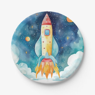 Outer Space Planets First Birthday Paper Plate