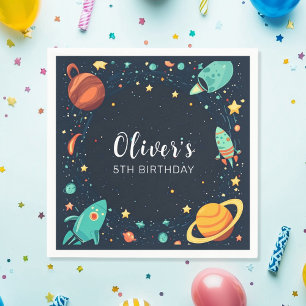 Outer Space Planets Galaxy Birthday  Napkin