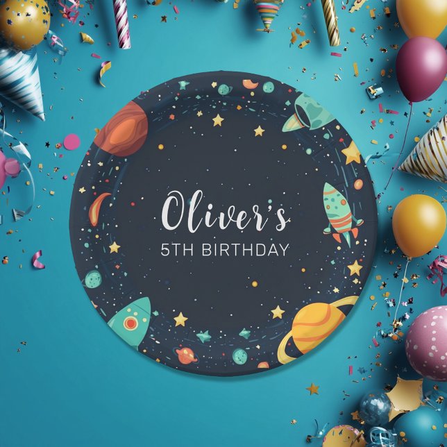Outer Space Planets Galaxy Birthday  Paper Plate (Creator Uploaded)