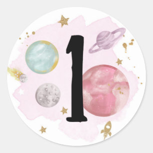 Outer Space Planets Galaxy Favour Gift Cupcake Classic Round Sticker
