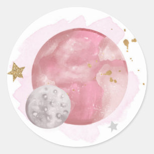 Outer Space Planets Galaxy Favour Gift Cupcake Classic Round Sticker