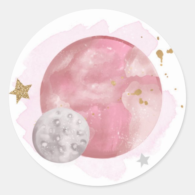 Outer Space Planets Galaxy Favour Gift Cupcake Classic Round Sticker (Front)