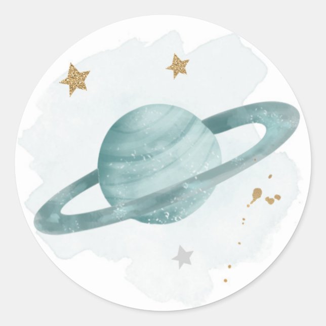 Outer Space Planets Galaxy Favour Gift Cupcake Classic Round Sticker (Front)