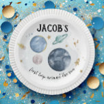 Outer Space Planets Galaxy Gold Blue Boy Birthday Paper Plate<br><div class="desc">Wonderful Paper Plates in Outer Space Planets theme!</div>