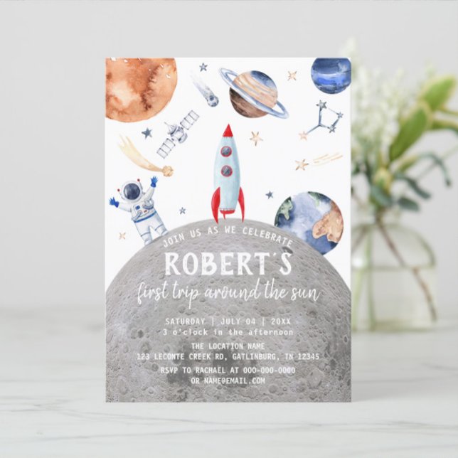 Outer Space Planets Gender Neutral First Birthday Invitation (Creator Uploaded)