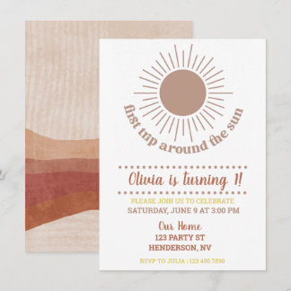 Outer Space Planets Girl First Birthday Invitation