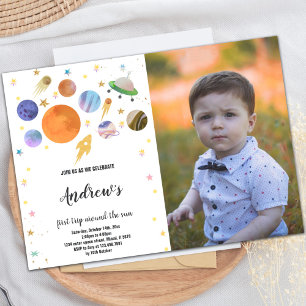 Outer Space Planets Invitations with photo