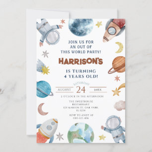 Outer Space Planets Out of This World Birthday Invitation