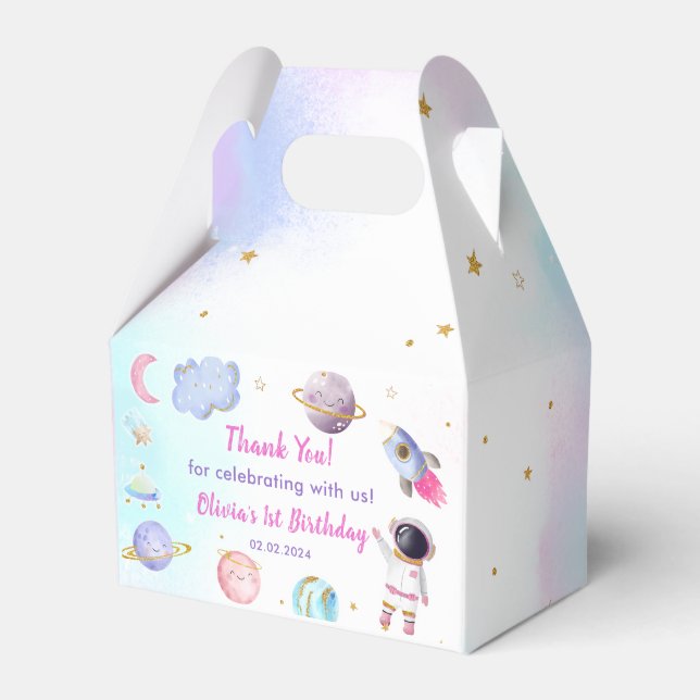 Outer Space Planets & Rocket Ship Birthday Party Favour Box (Front Side)