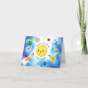 Outer Space Planets Rocket Ship Birthday Thank You Card