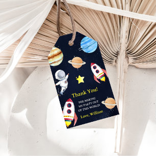 Outer Space Planets Rocket Ship Thank you Gift Tag