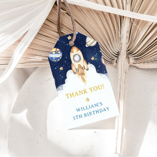 Outer Space Planets Rocket Ship Thank you Gift Tags