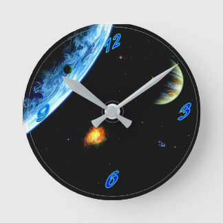 OUTER SPACE PLANETS ROUND CLOCK
