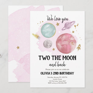 Outer Space Planets Second Birthday Invitation