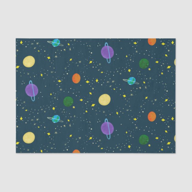 Outer Space Planets & Stars in Unknown Galaxy Tissue Paper (Front)