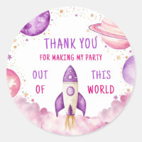 Outer Space Purple Pink Birthday Thank You