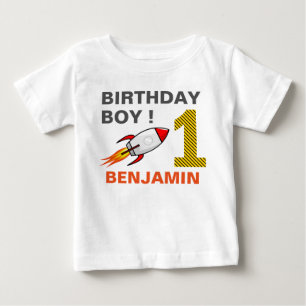 Outer Space Rocket 1st Birthday Party Baby T-Shirt