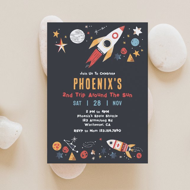 Outer Space Rocket Birthday Invitation (Creator Uploaded)