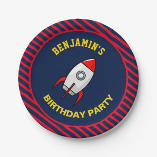 Outer Space Rocket Birthday Party Paper Plate