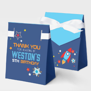 Outer Space Rocket Navy & Baby Blue Favour Boxes